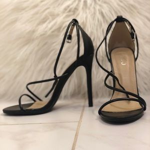 Black strappy heels